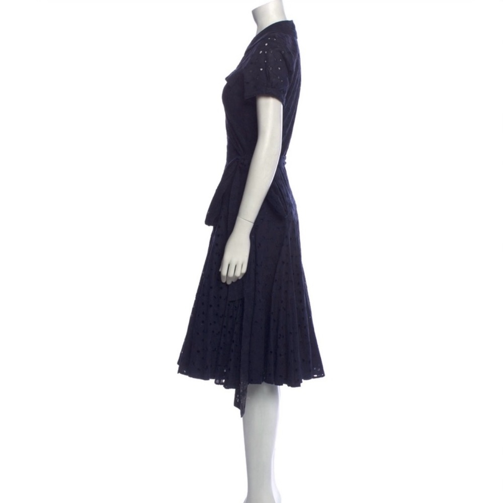 DVF Navy Midi Eyelet Wrap Dress - Picture 2 of 3